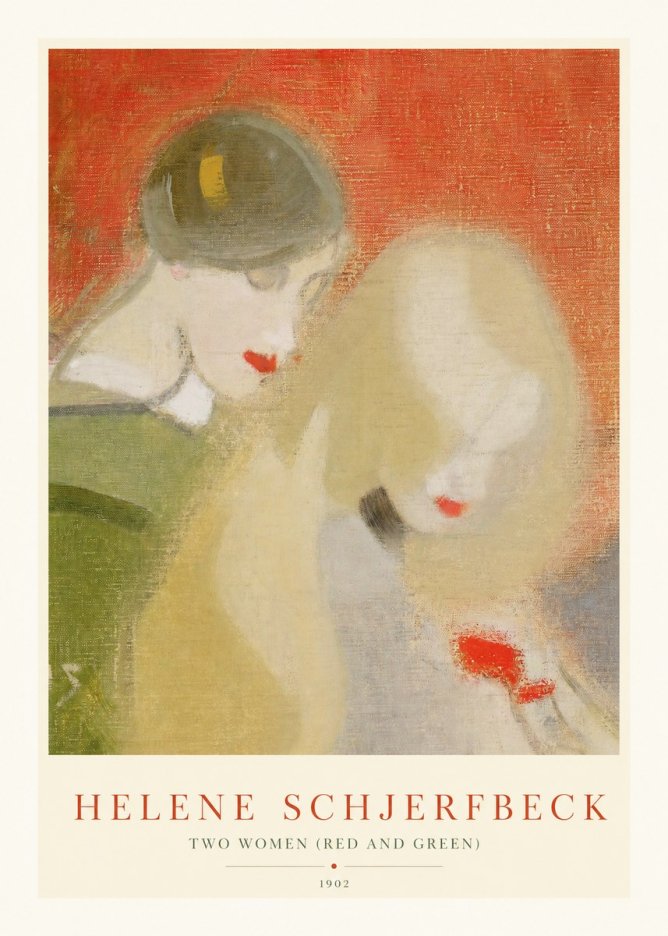 Helene Schjerfbeck Two Women (Red and Green) No1 - Póster