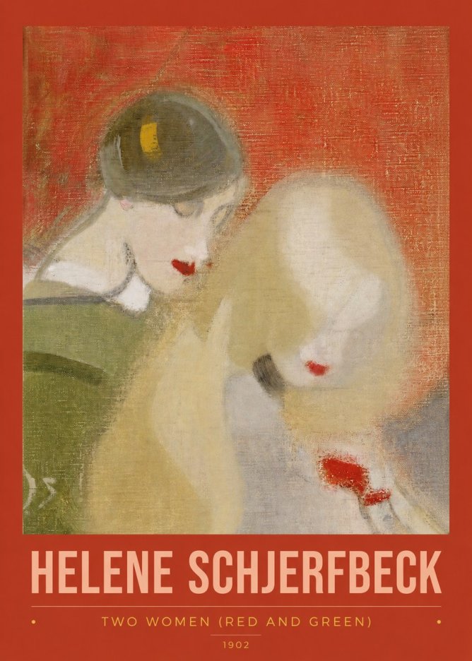 Helene Schjerfbeck Two Women (Red and Green) No2 - Póster