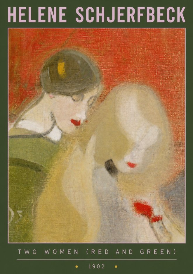 Helene Schjerfbeck Two Women (Red and Green) No3 - Póster