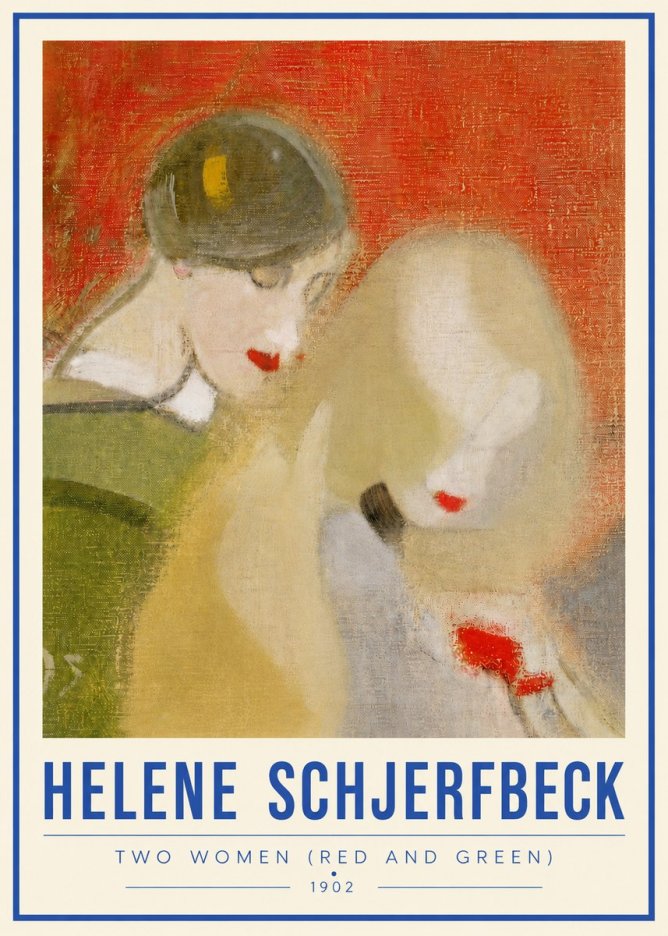 Helene Schjerfbeck Two Women (Red and Green) No4 - Póster