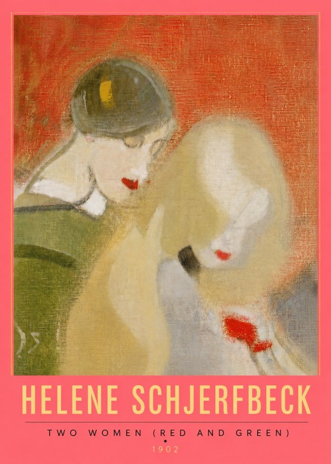 Helene Schjerfbeck Two Women (Red and Green) No6 - Póster