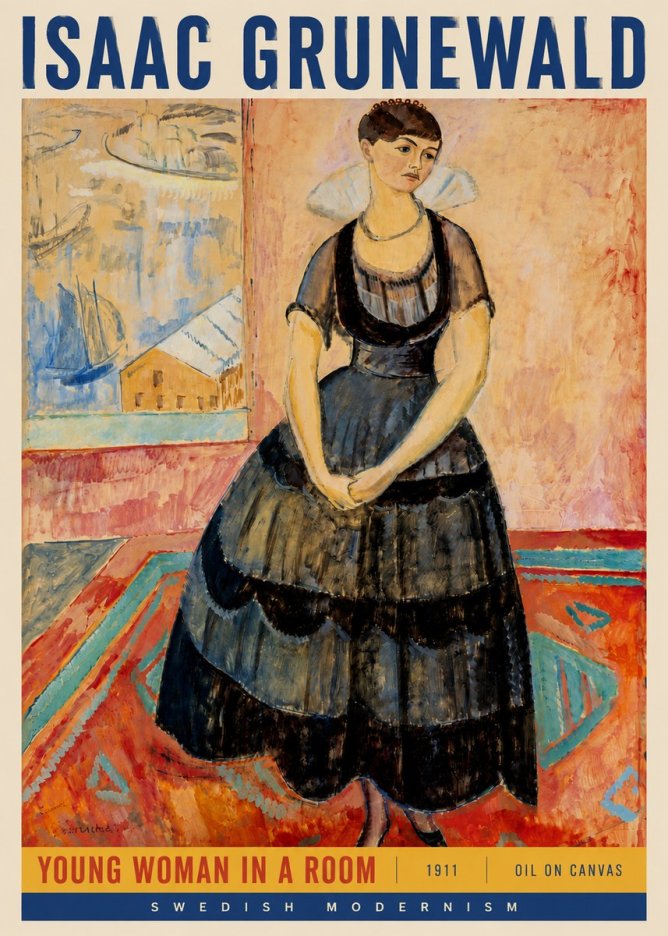 Isaac Grünewald Young Woman in a Room No4 - Póster