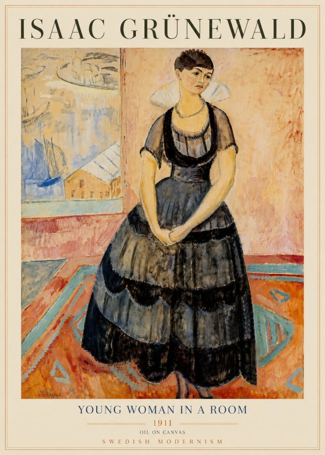 Isaac Grünewald Young Woman in a Room No6 - Póster
