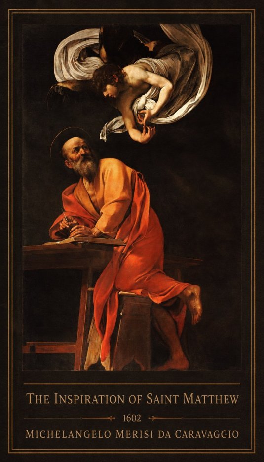 Michelangelo Merisi da Caravaggio The Inspiration of Saint Matthew II No1 - Póster
