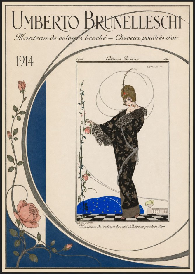 Umberto Brunelleschi Manteau De Velours Broché – Cheveux Poudrés D'or No3 - Póster