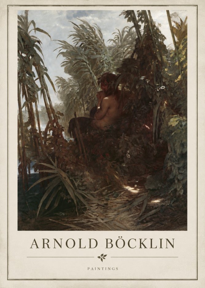 Arnold Böcklin Faun Playing the Panpipes No4 - Póster
