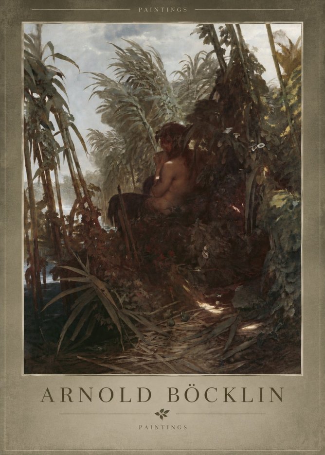 Arnold Böcklin Faun Playing the Panpipes No5 - Póster