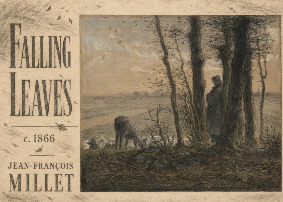 Jean-François Millet Falling Leaves No5 - Póster