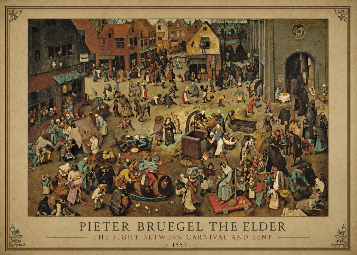 Pieter Bruegel The Fight Between Carnival and Lent I No1 - Póster