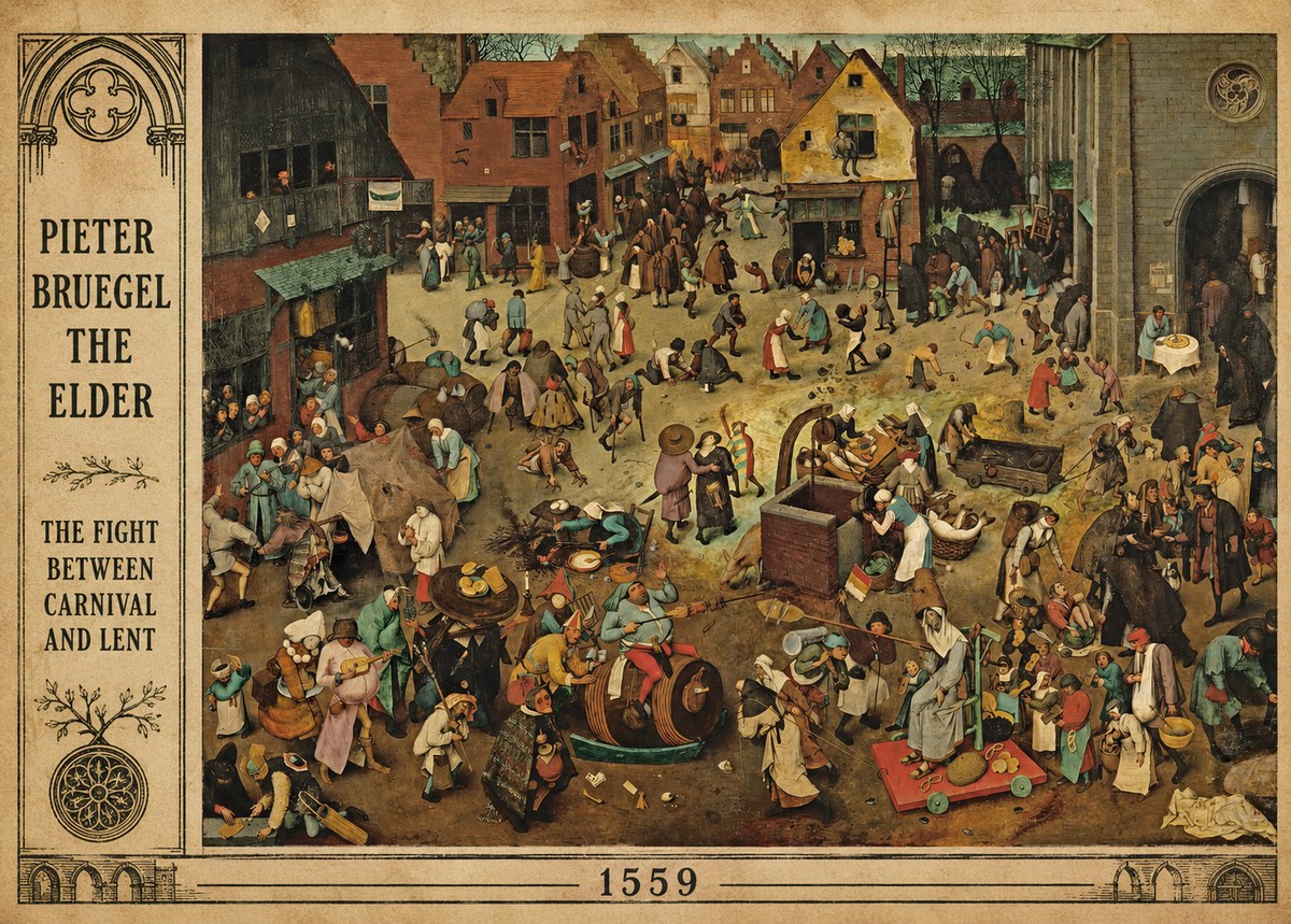 Pieter Bruegel The Fight Between Carnival and Lent I No2 - Póster
