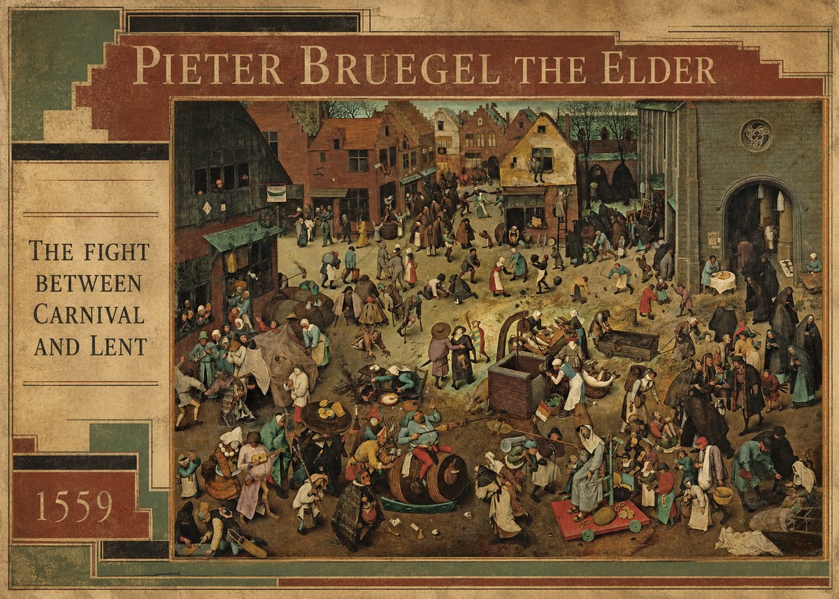 Pieter Bruegel The Fight Between Carnival and Lent I No5 - Póster