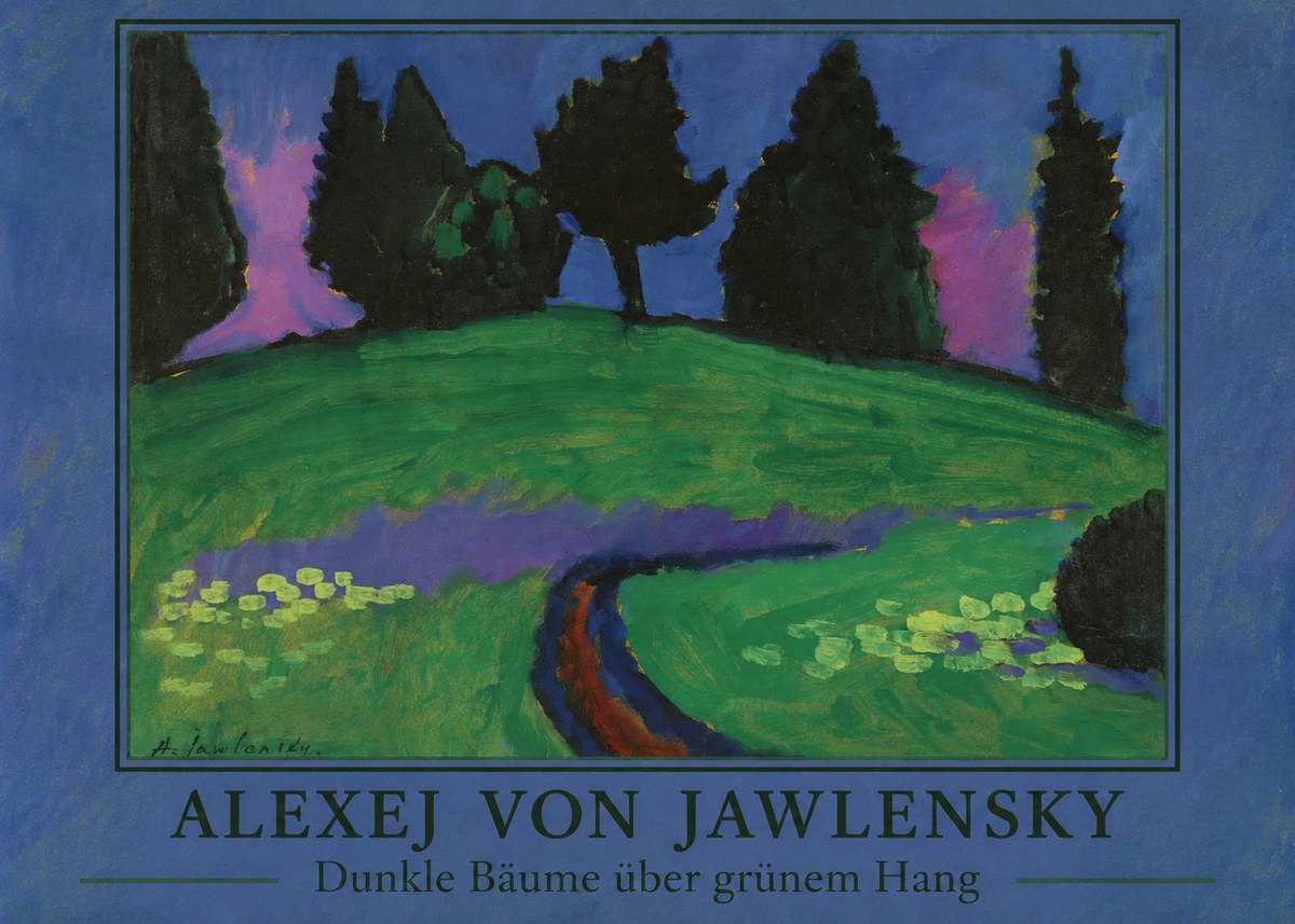 Alexej von Jawlensky Dunkle Bäume Über Grünem Hang No2 - Póster