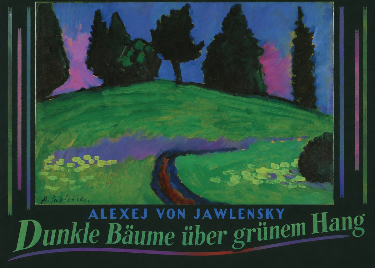 Alexej von Jawlensky Dunkle Bäume Über Grünem Hang No6 - Póster