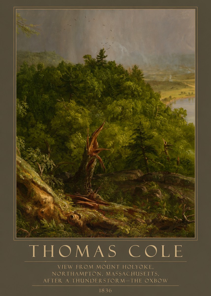 Thomas Cole View from Mount Holyoke, Northampton, Massachusetts, After a Thunderstorm—the Oxbow I No5 - Póster
