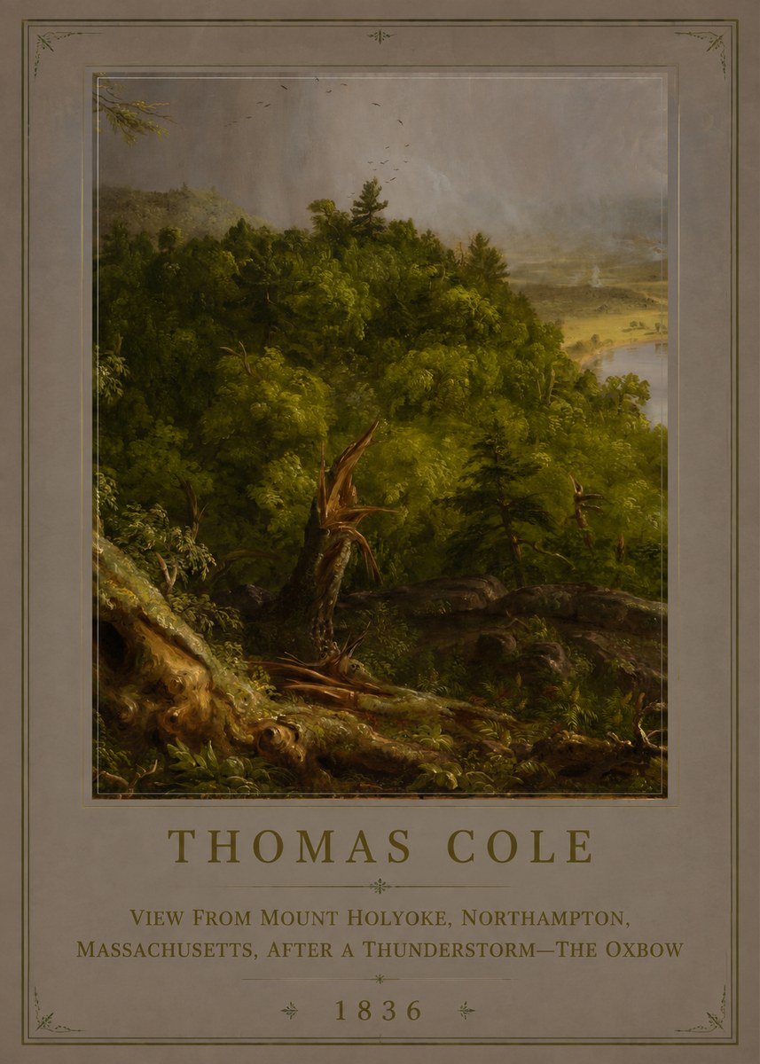 Thomas Cole View from Mount Holyoke, Northampton, Massachusetts, After a Thunderstorm—the Oxbow I No6 - Póster