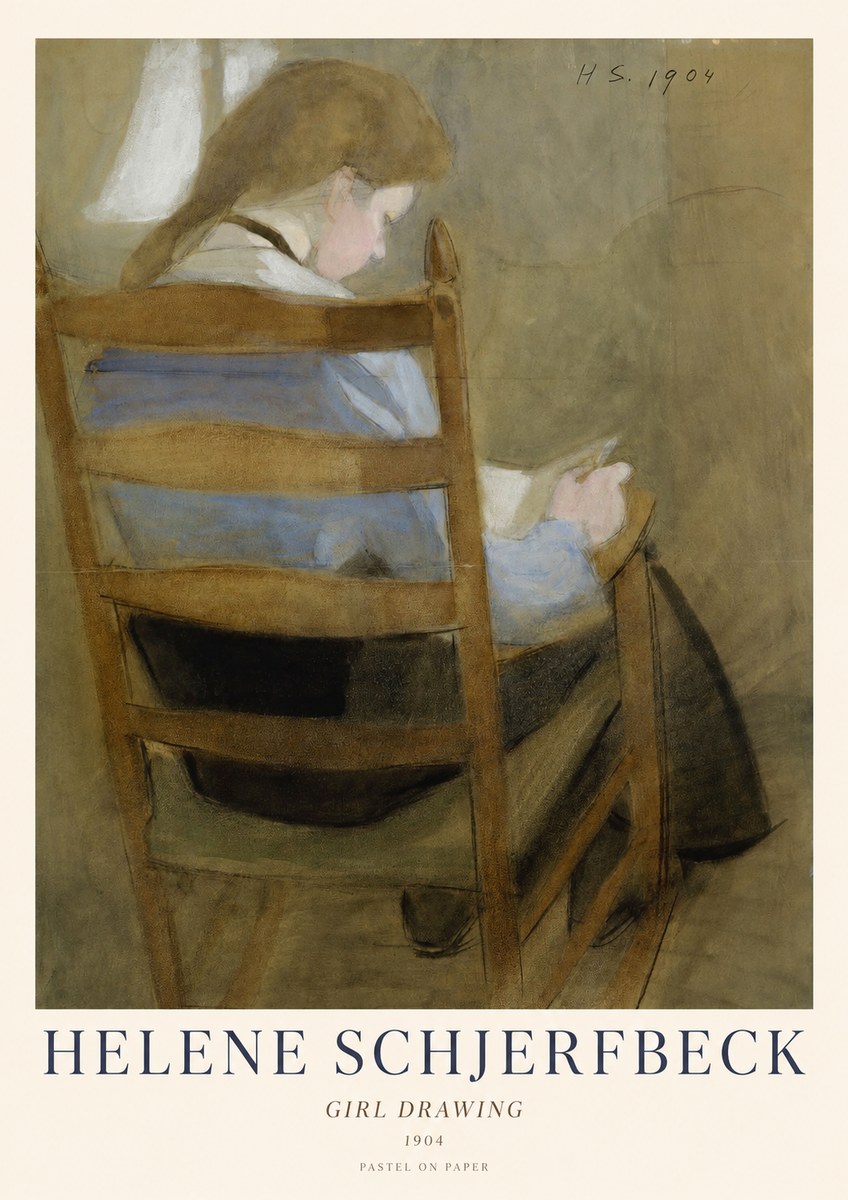 Helene Schjerfbeck Girl Drawing No1 - Póster