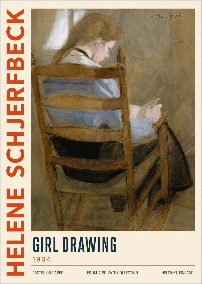 Helene Schjerfbeck Girl Drawing No5 - Póster