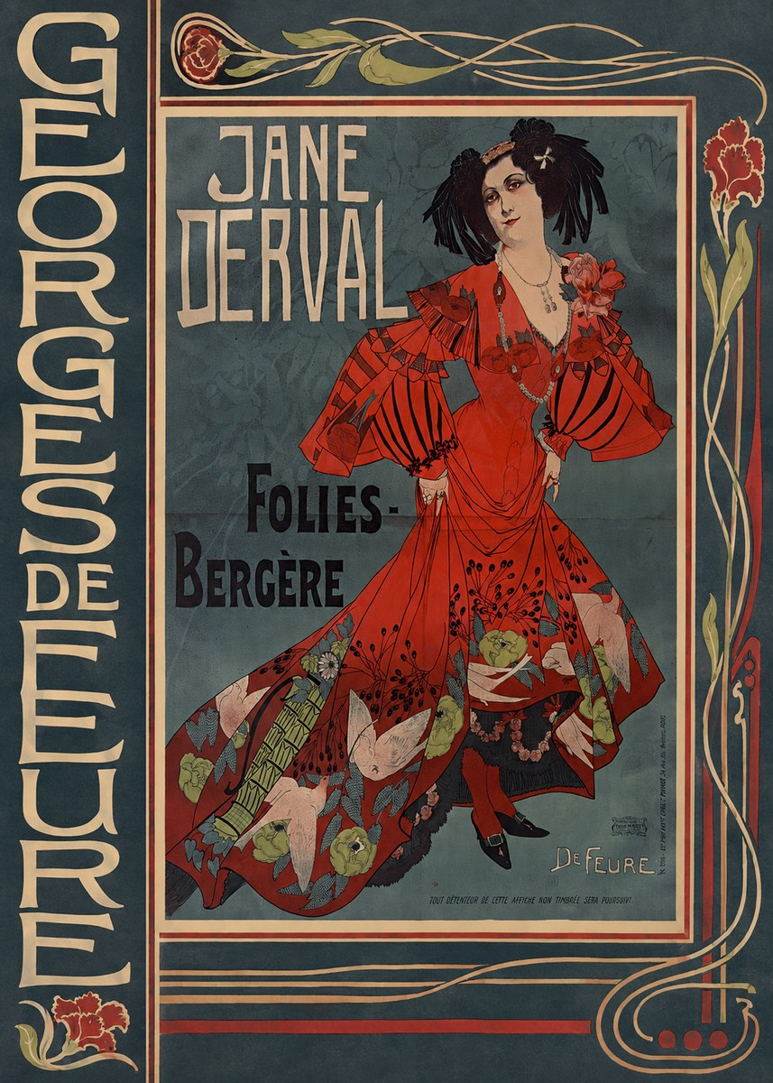 Georges de Feure Jane Derval - Folies-bergère I No3 - Póster