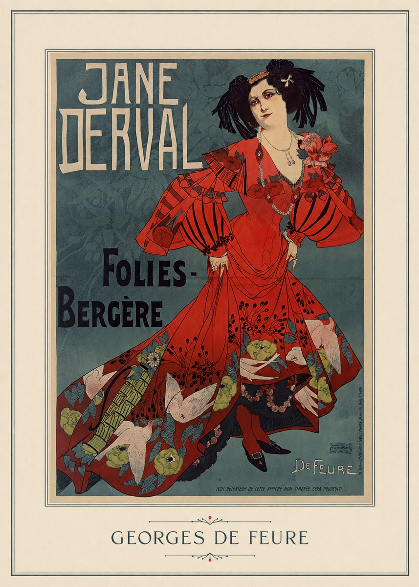Georges de Feure Jane Derval - Folies-bergère I No4 - Póster