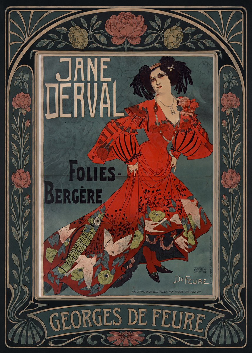 Georges de Feure Jane Derval - Folies-bergère I No5 - Póster