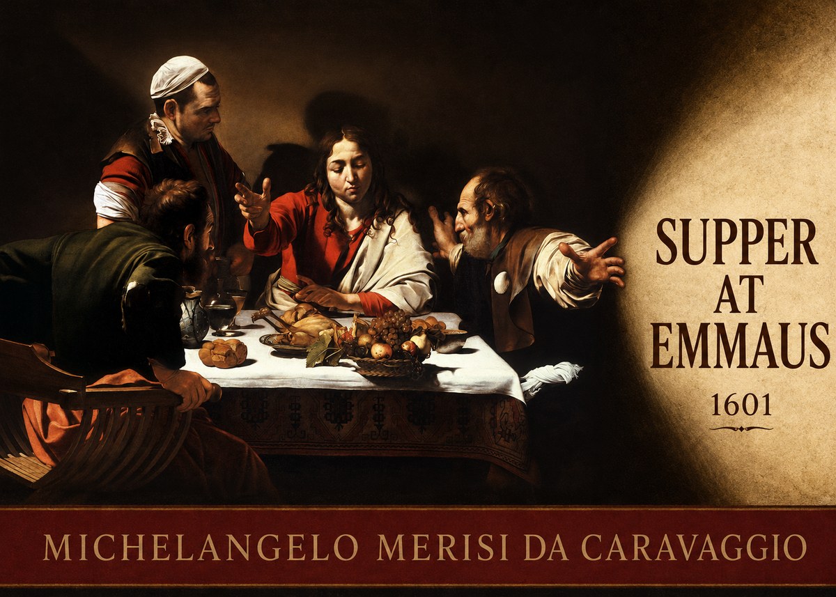 Michelangelo Merisi da Caravaggio Supper at Emmaus No4 - Póster