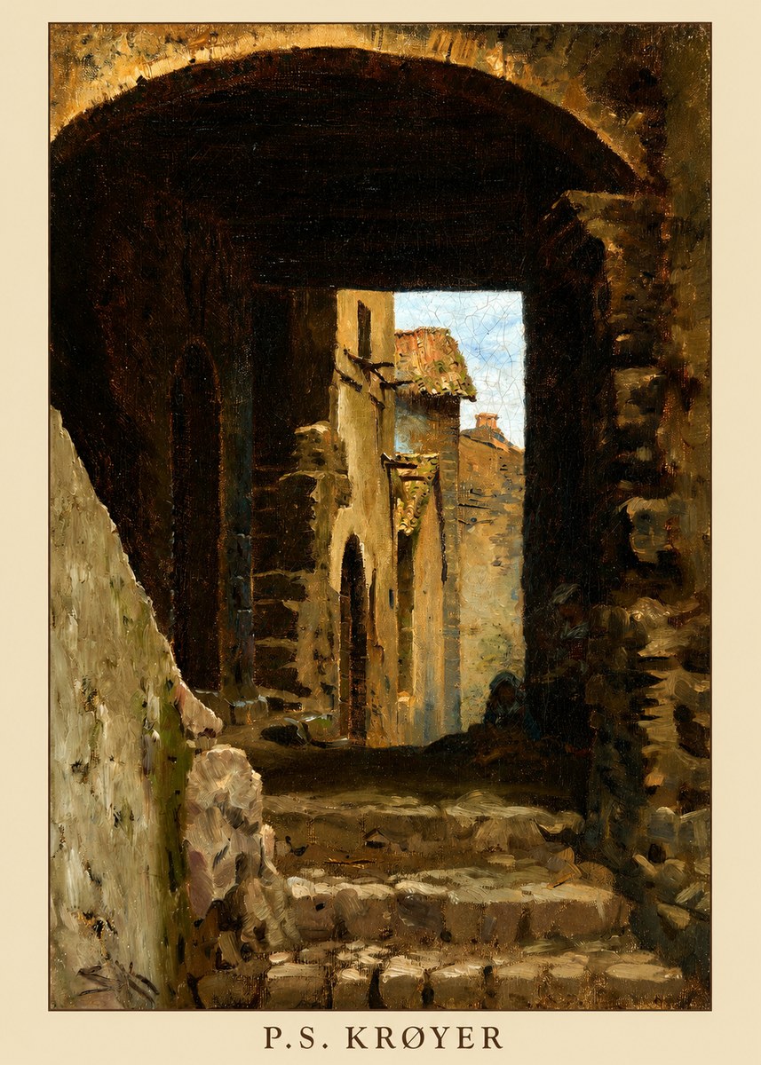 P.S. Krøyer Archway in an Italian Street No6 - Póster