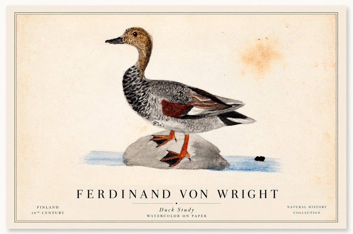 Ferdinand von Wright Duck on a Rock No2 - Póster