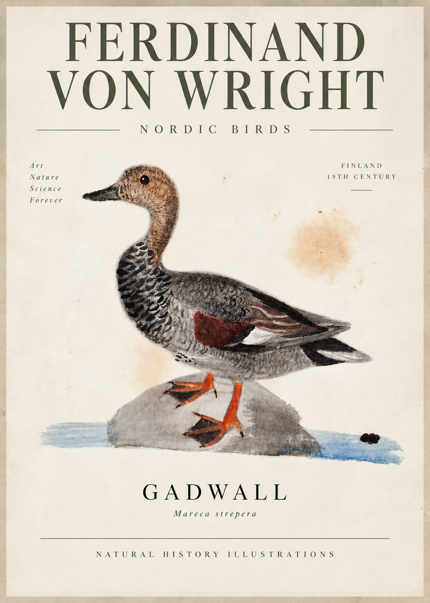 Ferdinand von Wright Duck on a Rock No6 - Póster