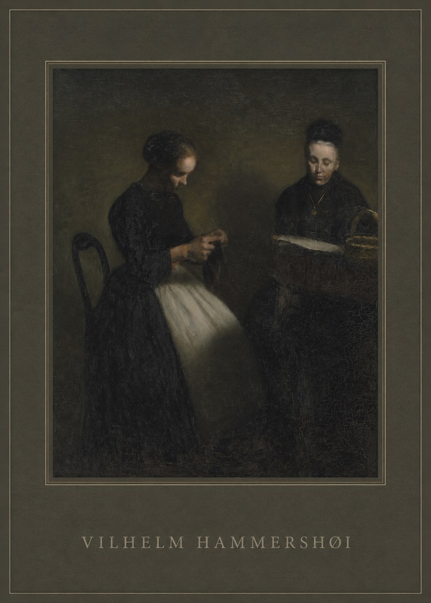 Vilhelm Hammershøi Two Women Knitting No4 - Póster