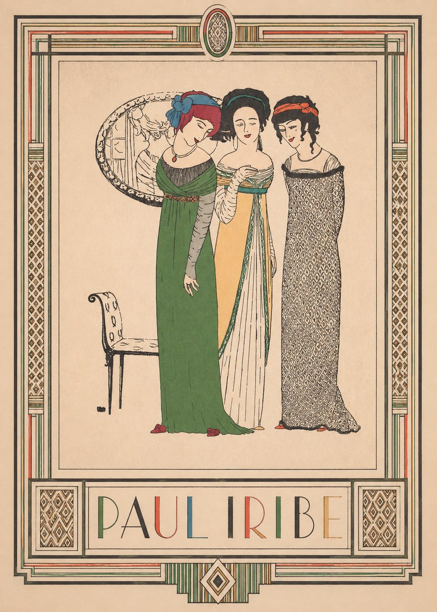 Paul Iribe Three Women in Fashion No3 - Póster