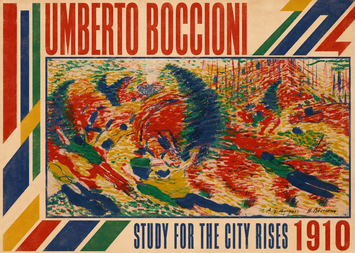 Umberto Boccioni Study for the City Rises No3 - Póster