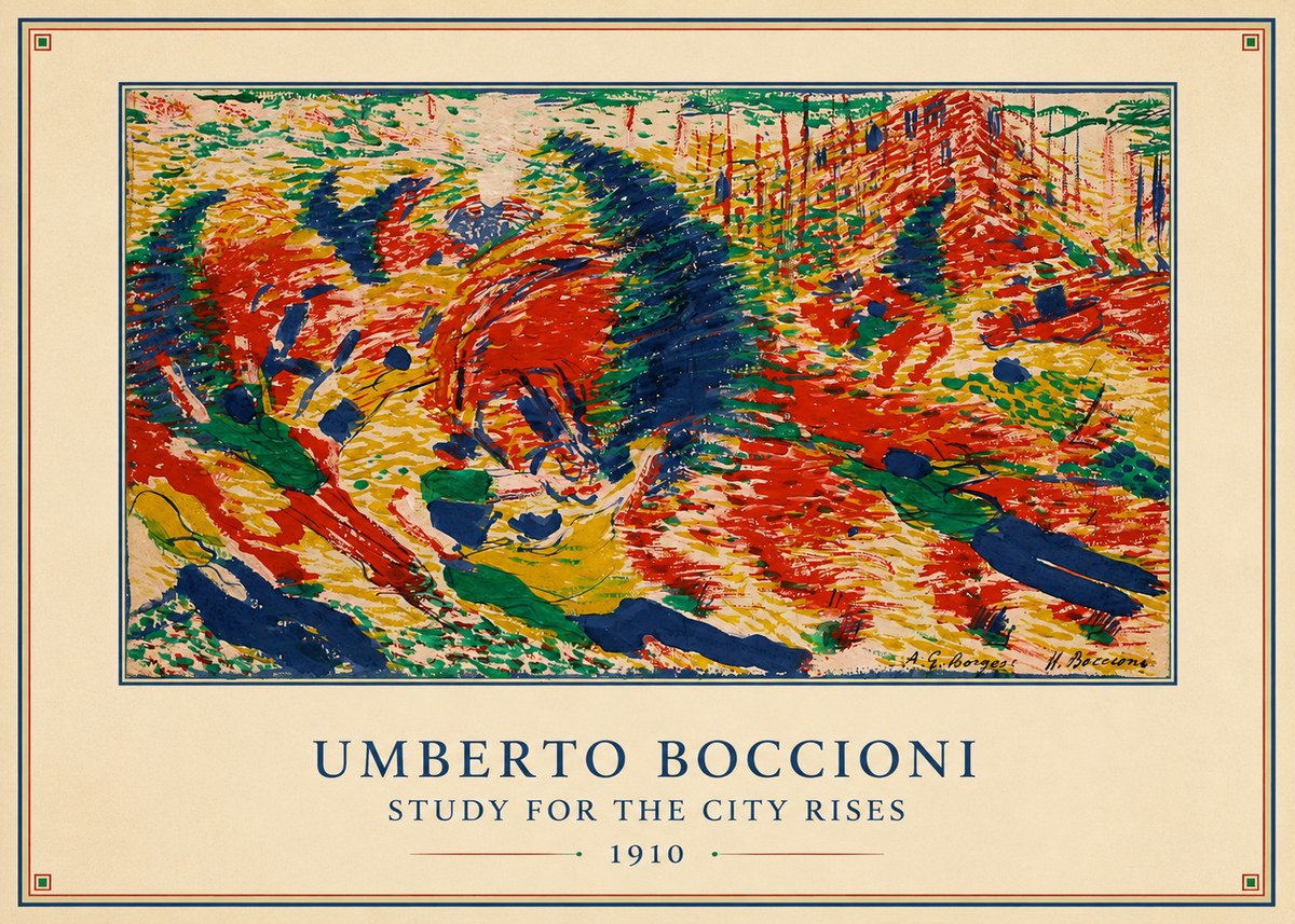Umberto Boccioni Study for the City Rises No4 - Póster