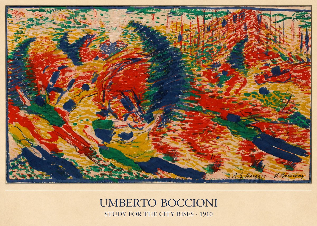 Umberto Boccioni Study for the City Rises No5 - Póster