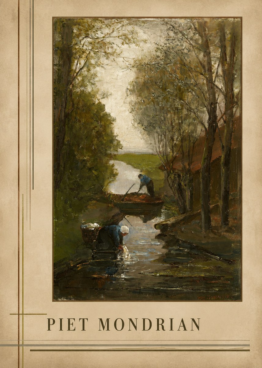 Piet Mondrian Washday on the Canal No3 - Póster