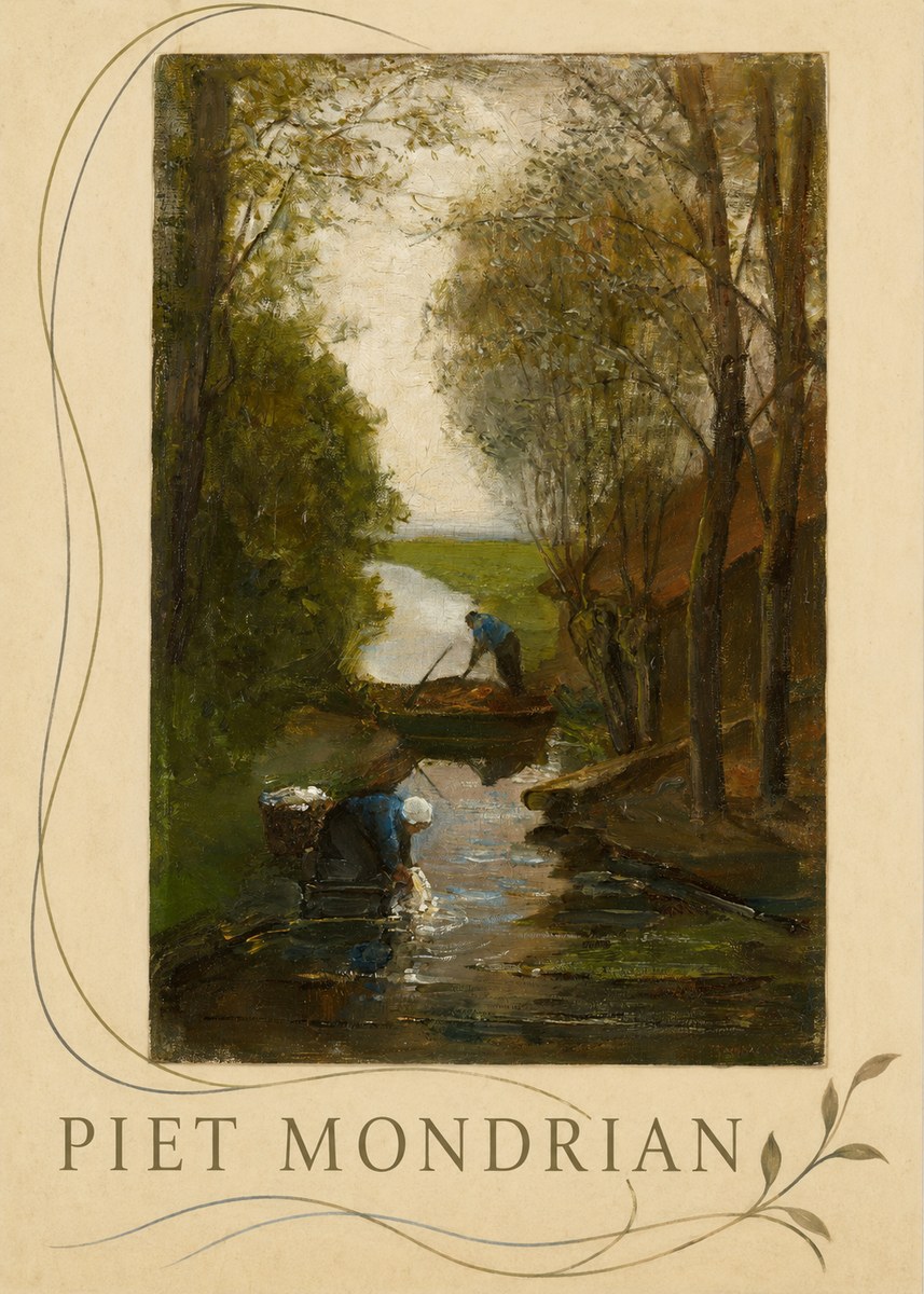 Piet Mondrian Washday on the Canal No6 - Póster