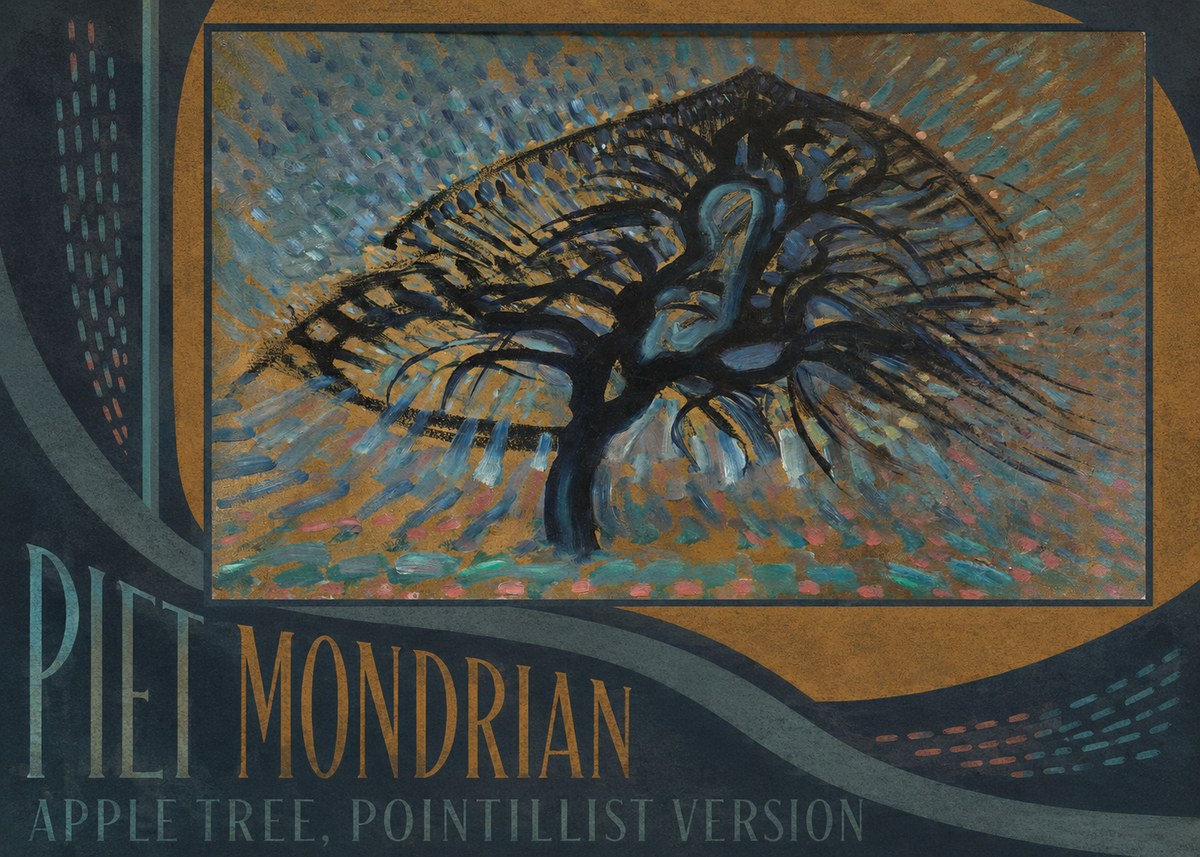 Piet Mondrian Apple Tree, Pointillist Version No3 - Póster