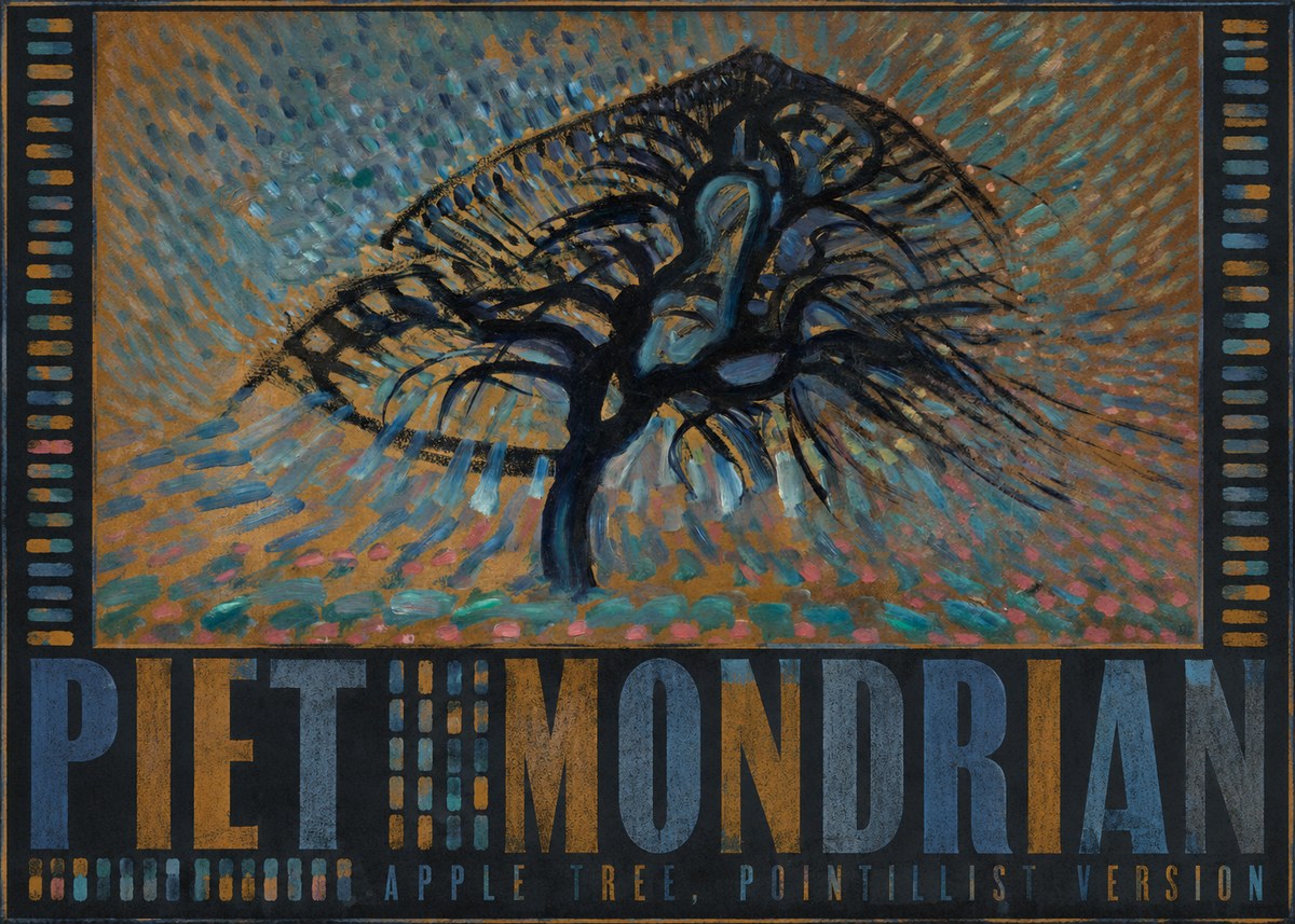 Piet Mondrian Apple Tree, Pointillist Version No5 - Póster