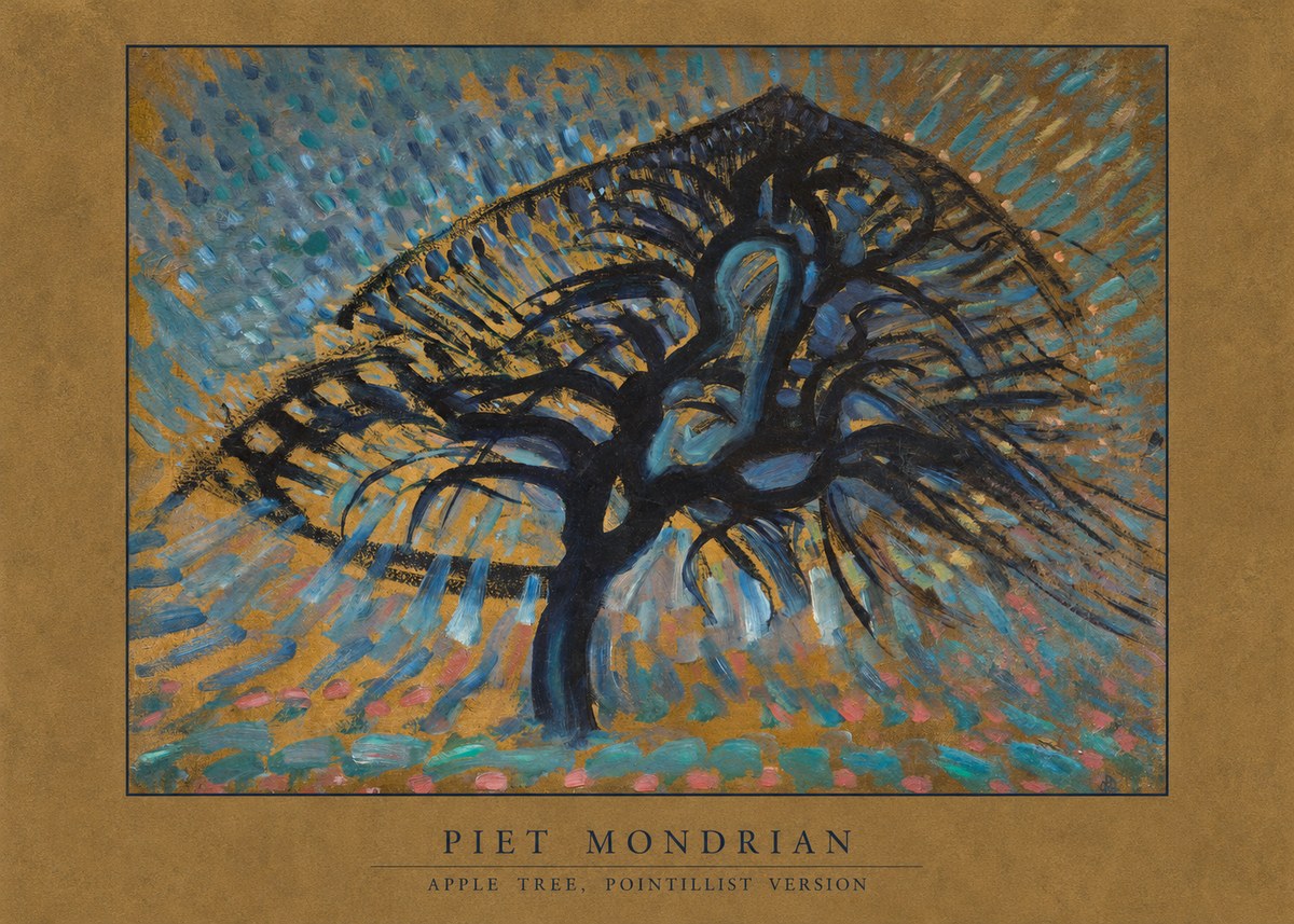 Piet Mondrian Apple Tree, Pointillist Version No6 - Póster