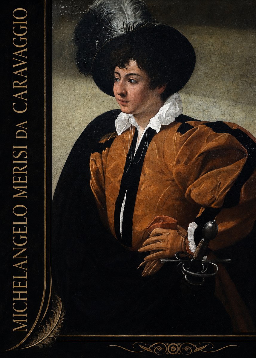 Michelangelo Merisi da Caravaggio Young Man with a Plumed Hat No2 - Póster