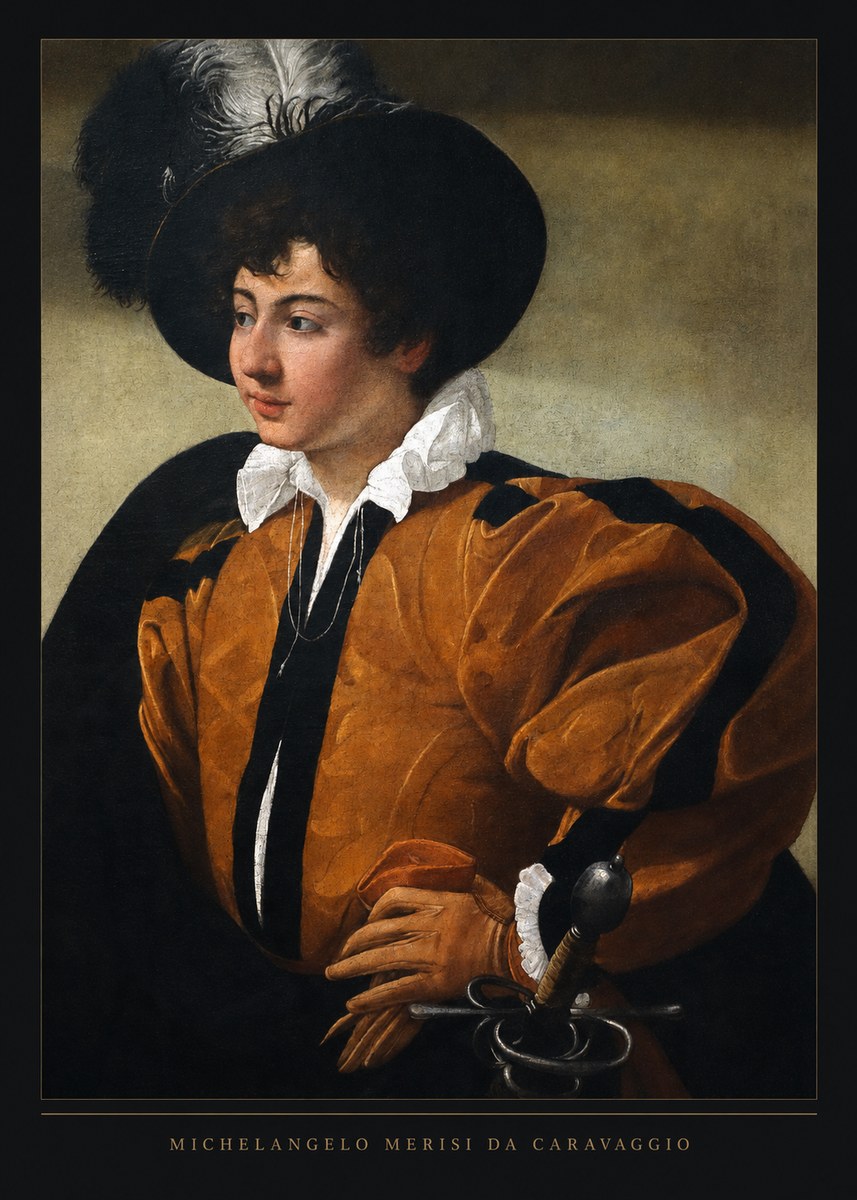 Michelangelo Merisi da Caravaggio Young Man with a Plumed Hat No6 - Póster