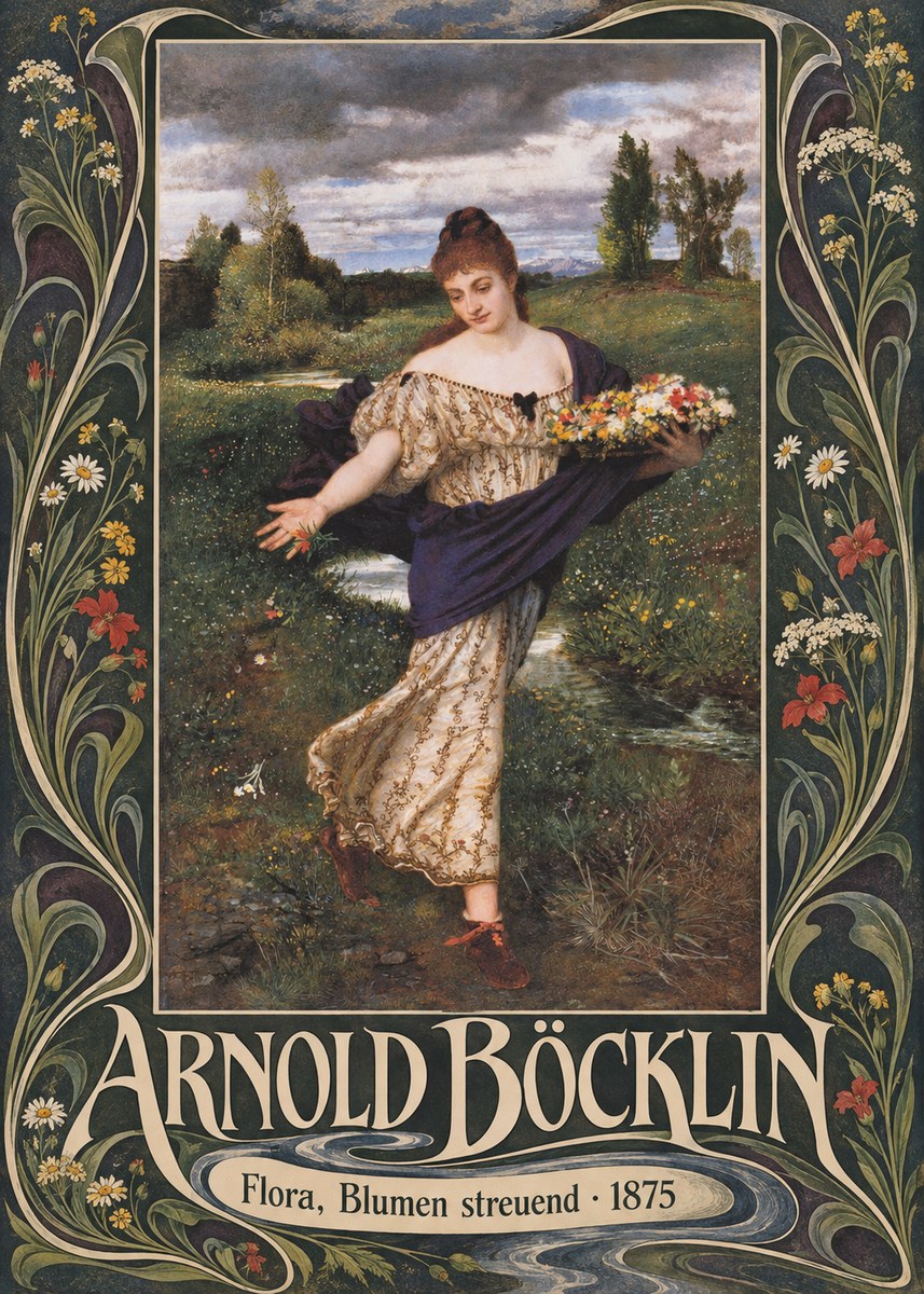 Arnold Böcklin Flora, Blumen Streuend I No5 - Póster