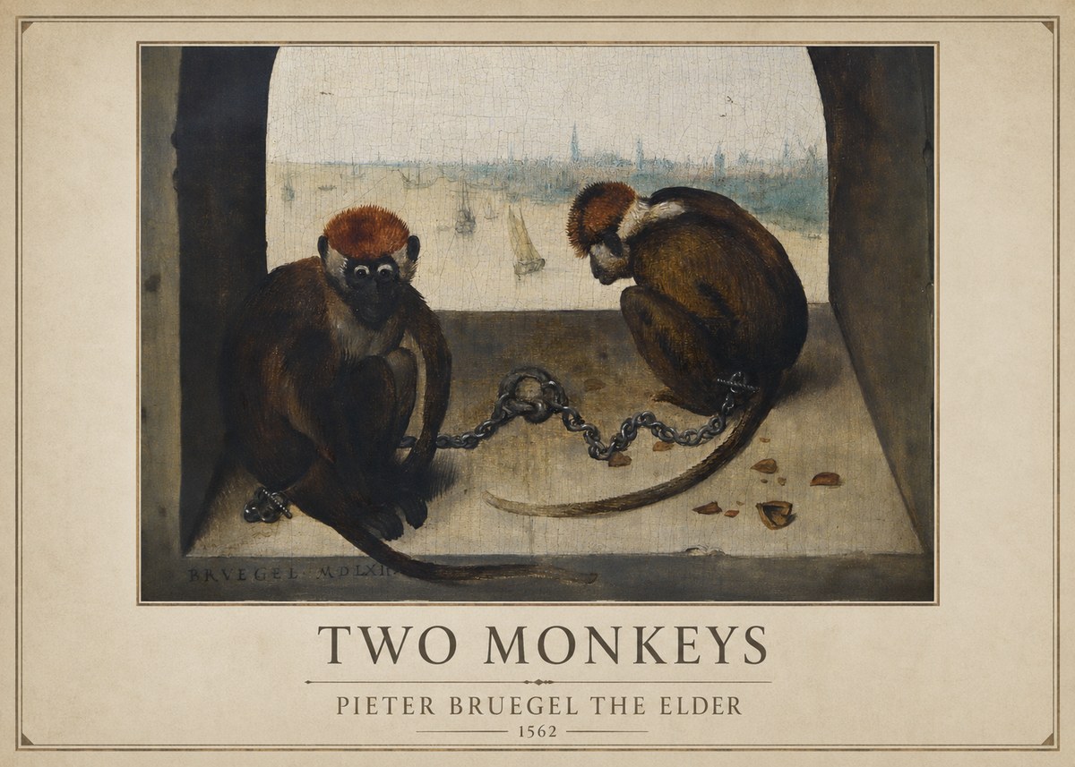 Pieter Bruegel Two Monkeys I No1 - Póster