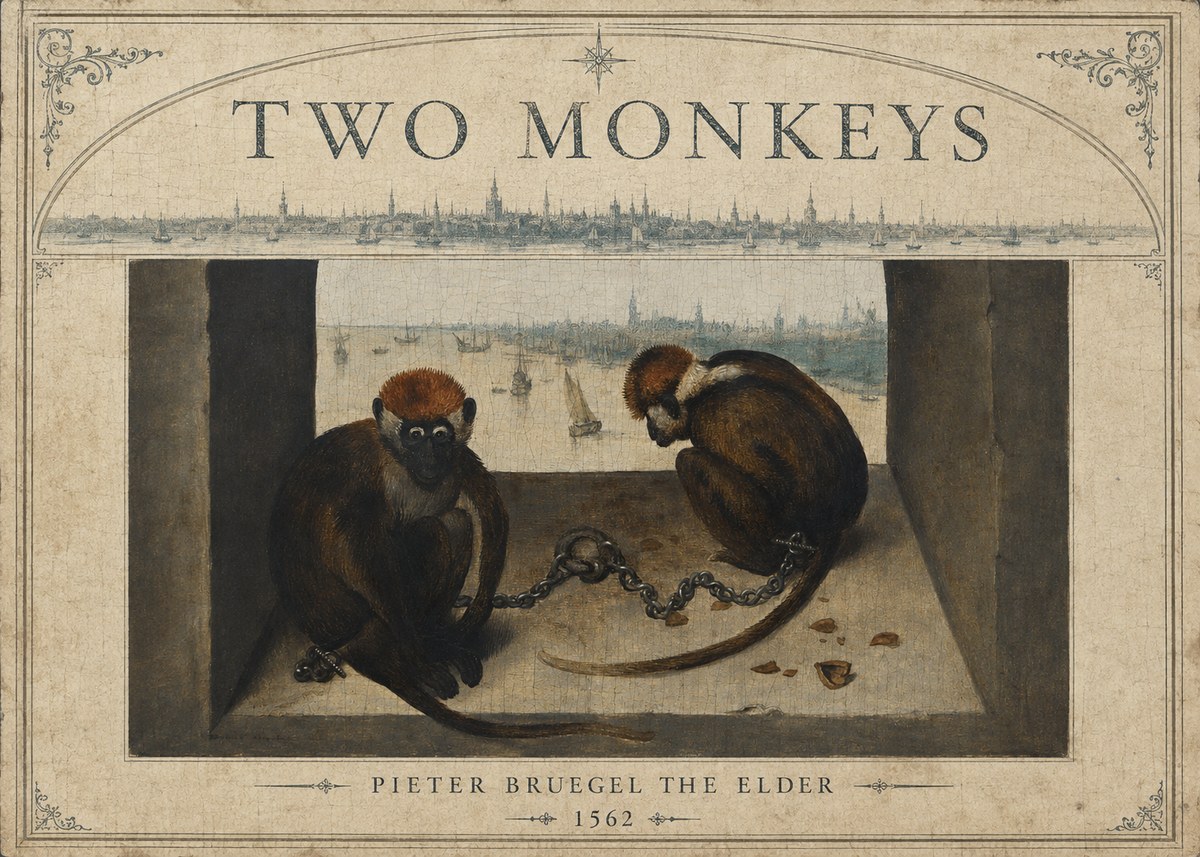 Pieter Bruegel Two Monkeys I No6 - Póster