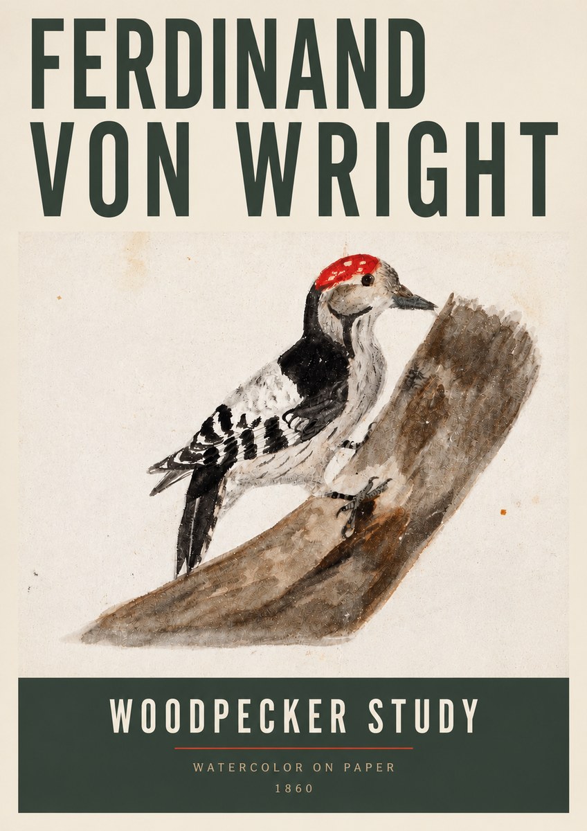 Ferdinand von Wright Woodpecker Study No3 - Póster