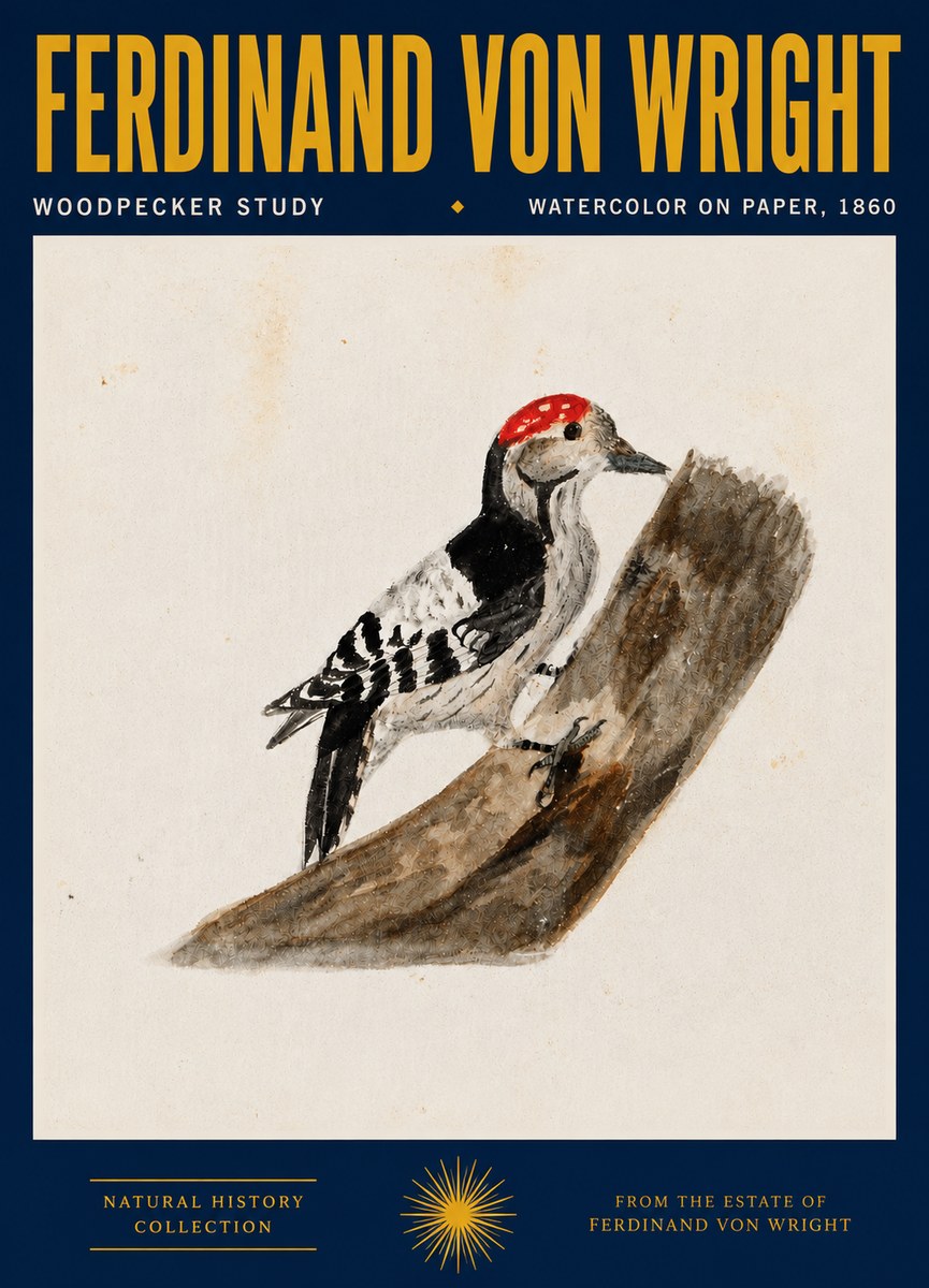 Ferdinand von Wright Woodpecker Study No4 - Póster