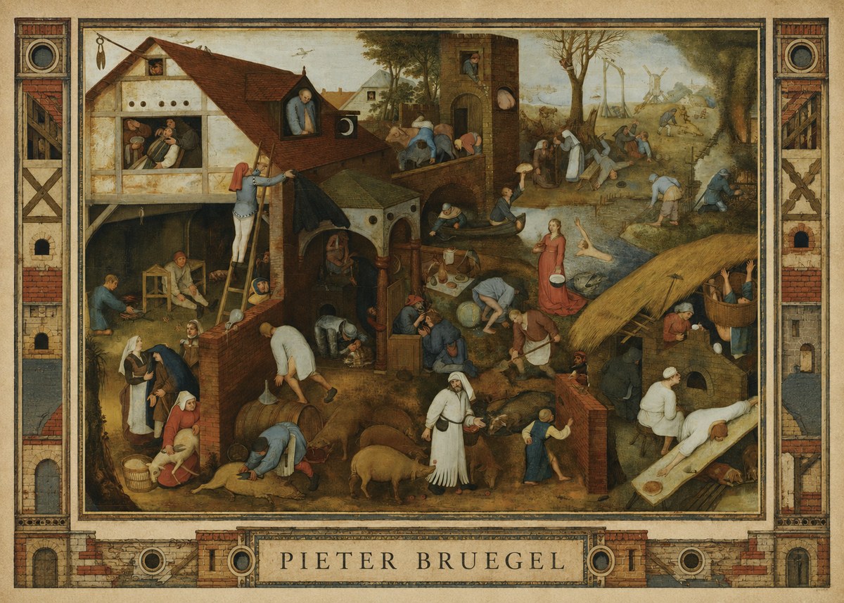 Pieter Bruegel Netherlandish Proverbs I No3 - Póster