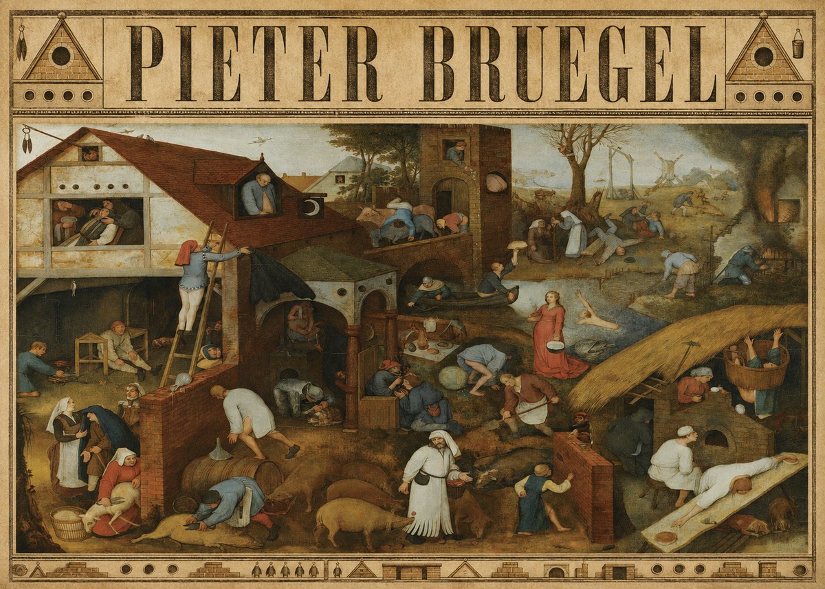 Pieter Bruegel Netherlandish Proverbs I No4 - Póster