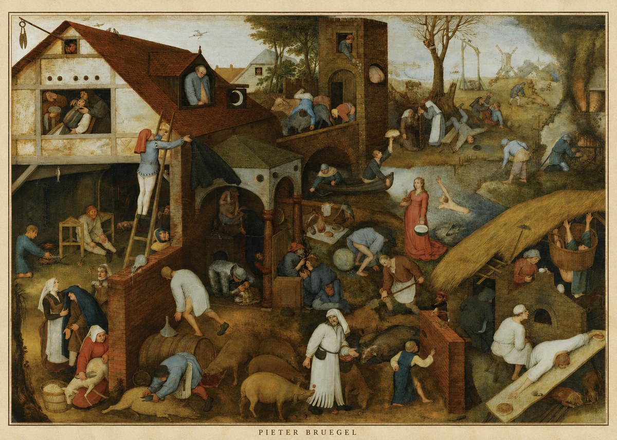 Pieter Bruegel Netherlandish Proverbs I No5 - Póster