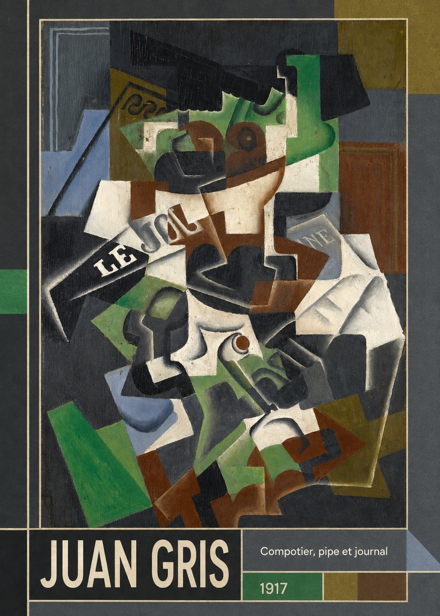Juan Gris Compotier, Pipe Et Journal No6 - Póster
