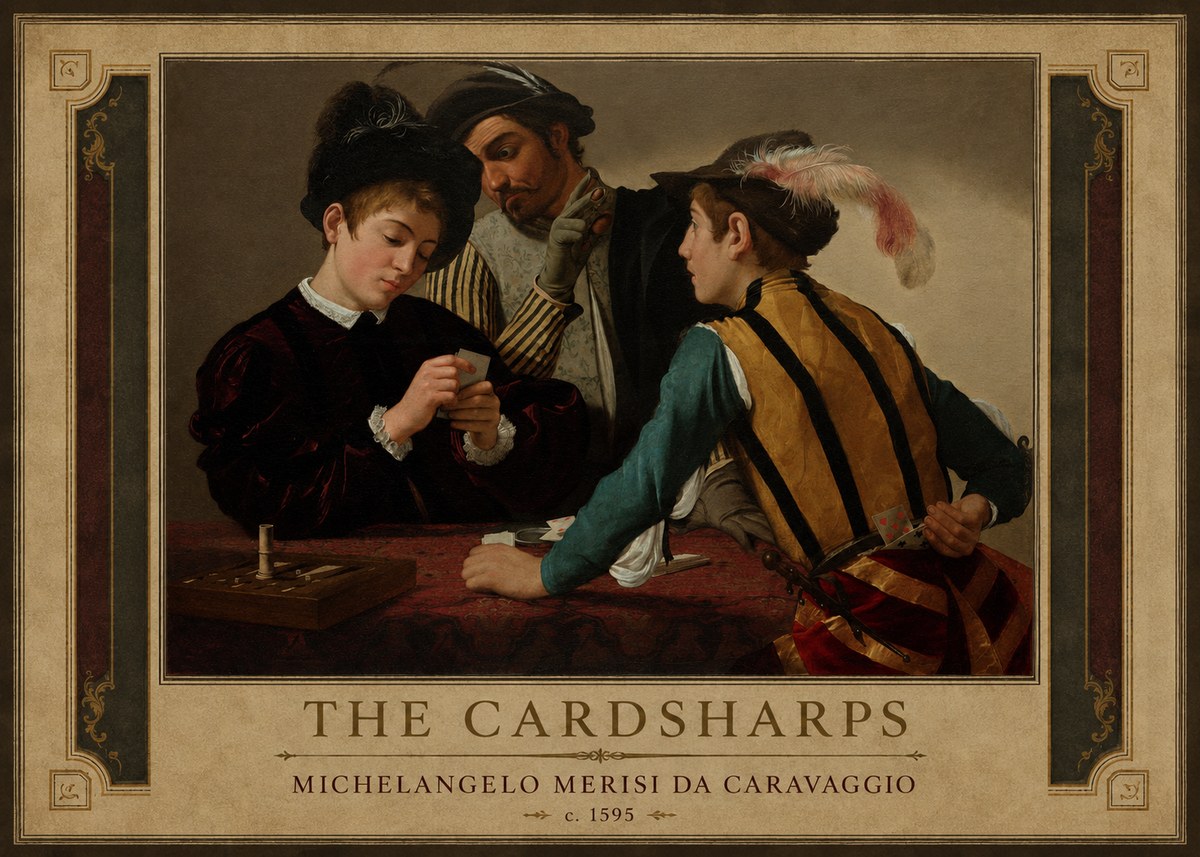 Michelangelo Merisi da Caravaggio The Cardsharps I No1 - Póster